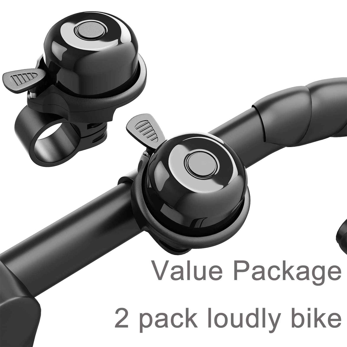 2 Pack Classic Bike Bell, Bicycle Bell | Loud Crisp Clear Sound for City Commuting & Mountain Bikes, BMX Bike, Sports Bike, Durable & Easy-Thumb Hit for Adults Kids, Right Hand/Left Hand Use - Black 🍁 All In One Marketplace Canada