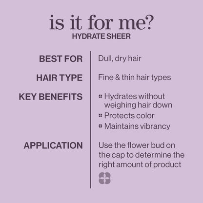 Pureology Hydrate Sheer Conditioner, Lightweight Moisture for Fine Dry Color-Treated Hair, Jojoba & Green Tea, Vegan, Sulfate-Free 🍁 All In One Marketplace Canada