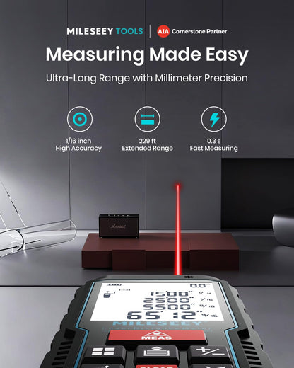 229Ft Laser Measure Device, Mileseey Digital Laser Tape Measure with Upgraded Electronic Angle Sensor, ±2mm Accuracy, Area Measurement,Volume and Pythagoras, Backlit LCD,Mute, Battery Included 🍁 All In One Marketplace Canada
