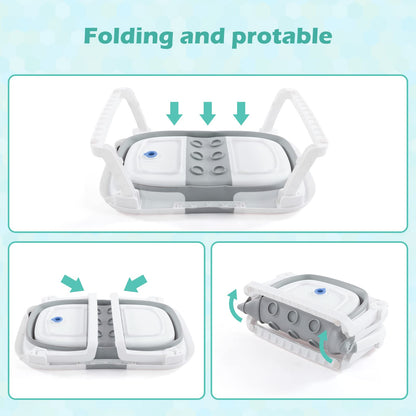 Baby BathTub, 4-in-1 Newborn to Toddler Tub with Temperature Sensor,Infant Waterproof Ear Cap and Soft Cushion included,Grey 🍁 All In One Marketplace Canada