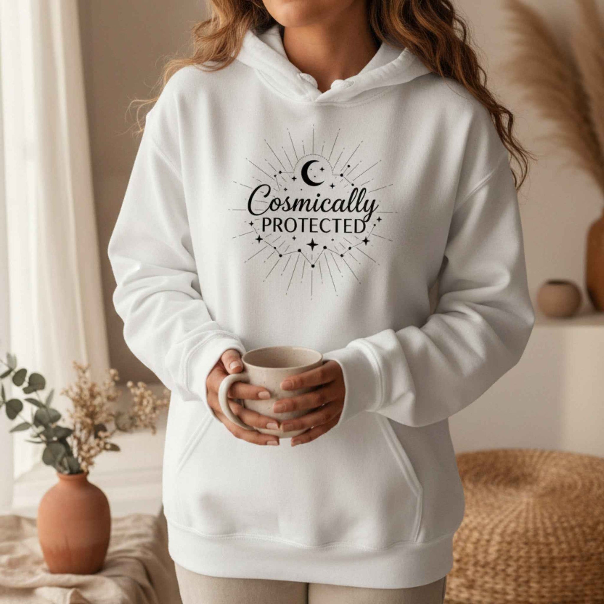 Cosmically Protected Hoodie | Celestial Pullover for Women | Spiritual Gift
