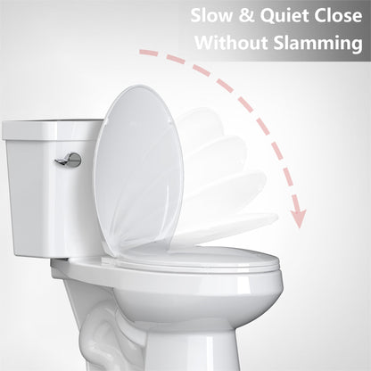 White Elongated Toilet Seat, Slow Close Toilet Cover Seat for Easy Clean and Stain-Resistant, Plastic Toilet Seat with Cover, Quick-Release Hinges and Quick-Attach Hardware 🍁 All In One Marketplace Canada