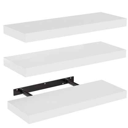 AMADA HOMEFURNISHING Floating Shelves, Wall Shelves for Bathroom/Living Room/Bedroom/Kitchen Decor, White Shelves with Invisible Brackets Set of 3 - AMFS08 🍁 All In One Marketplace Canada