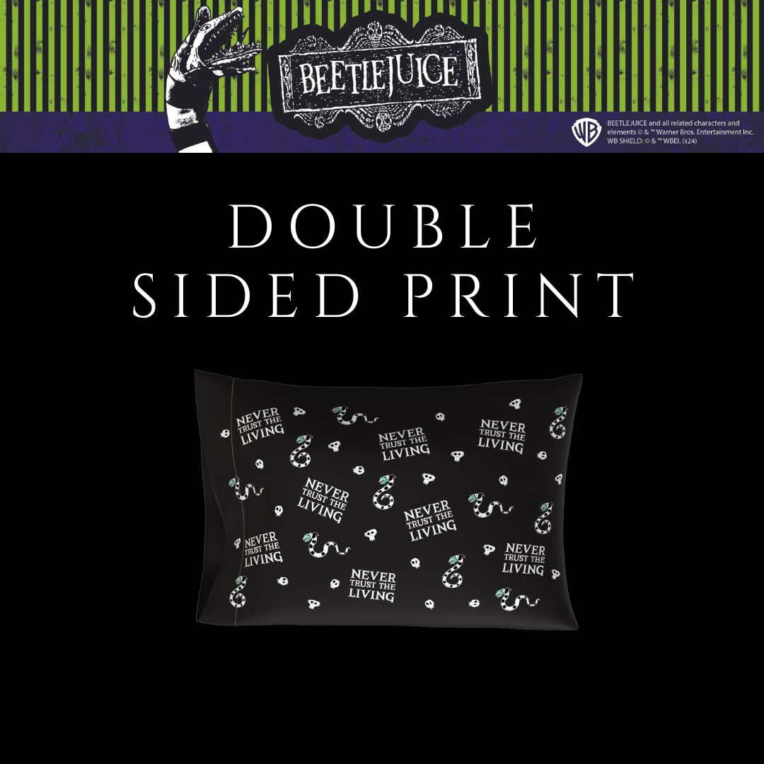 Franco Collectibles Beetlejuice Halloween Movie Beauty Silky Satin Standard Pillowcase Cover 20x30 for Hair and Skin, (Officially Licensed Product)