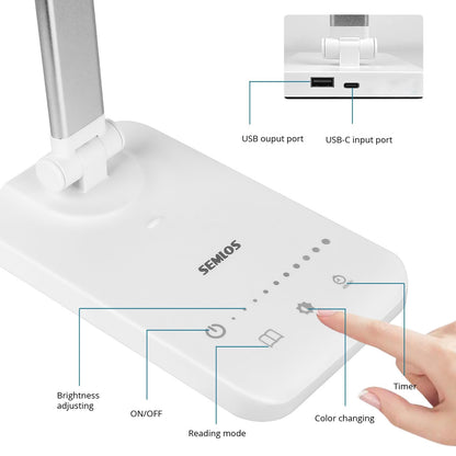 Semlos Desk Lamp, Dimmable LED Table Lamp with 25 Lighting Modes, Eye-Caring Touch Control Desk Light, 45 Min Auto Timer & Memory, White 🍁 All In One Marketplace Canada