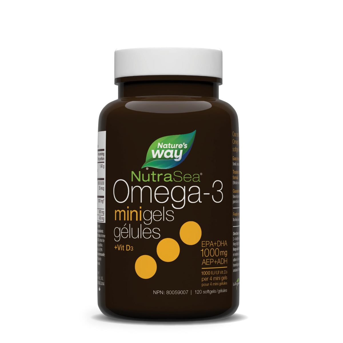 Nature's Way NutraSea Omega 3 + Vitamin D Fish Oil Mini Gels Supplement – Fresh Mint Flavour – Heart, Brain, Bone & Immune Support – 1000mg EPA & DHA + 1000IU D3, 120 Softgels 🍁 All In One Marketplace Canada