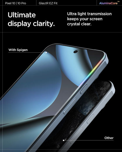 Spigen AluminaCore Tempered Glass Screen Protector [GlasTR EZ FIT] designed for Pixel 10 Pro | Pixel 10 | Pixel 9 Pro | Pixel 9 [2 Pack] Aluminum-Enhanced Durability and Impact Resistance 🍁 All In One Marketplace Canada