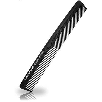 Charlemagne Carbon Fibre Hair Comb - 18 cm, Fine Tooth - Professional Barber Performance - Beard Comb for Men & Mustache Styling - Shatterproof Anti-Static Travel Groomer 🍁 All In One Marketplace Canada