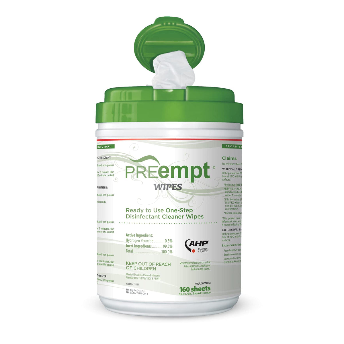 PREempt One Step Disinfectant Cleaner Wipes - All Purpose Wipes for Salons, Spas, Clinics, Studios - Wipes Canister (1 pack) 🍁 All In One Marketplace Canada