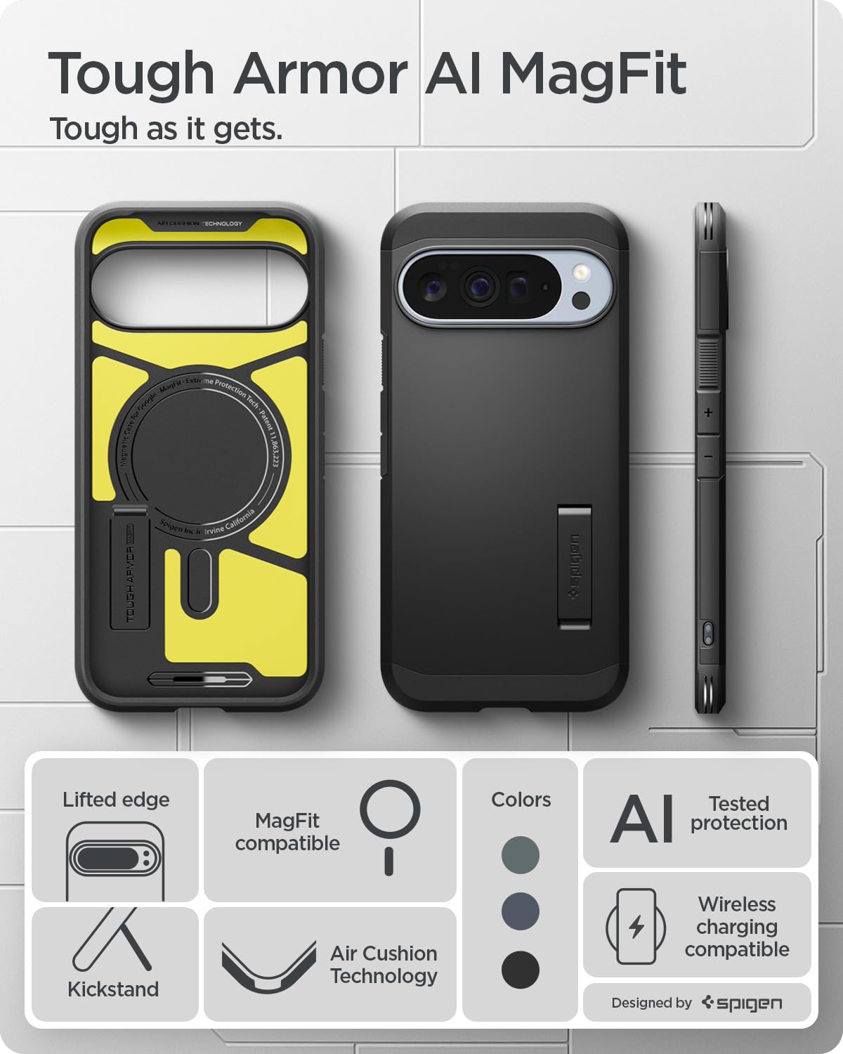Spigen Case for Pixel 10 / Pixel 10 Pro Case, Tough Armor (AI) MagFit Designed for Google Pixel 10 / Pixel 10 Pro - Black 🍁 All In One Marketplace Canada