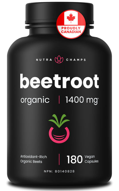 Organic Beetroot Capsules – 180 Count - Beet Root Supplement For Women & Men – Beetroot Juice Alternative – Nitric Oxide & Circulation Support – Antioxidant Beetroot Supplement - 1,400mg per Serving 🍁 All In One Marketplace Canada