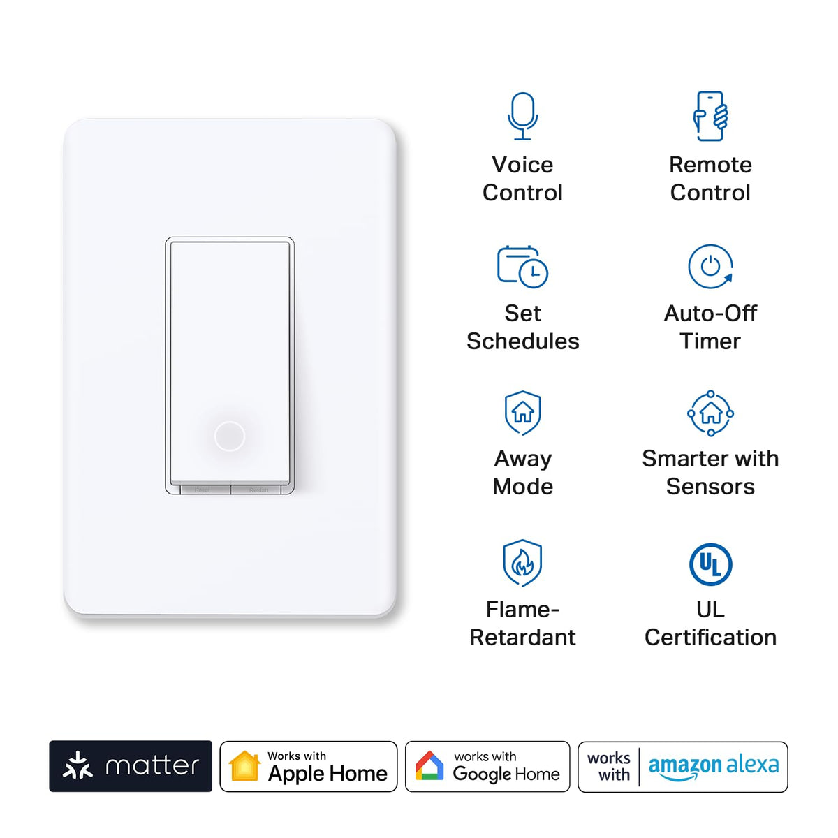TP-Link Tapo Smart Light Switch, Matter Compatible, Single Pole, Neutral Wire Required, Voice Control w/Siri, Alexa & Google Home, UL Certified, Timer & Schedule, Guided Install, Tapo S505(2-Pack) 🍁 All In One Marketplace Canada