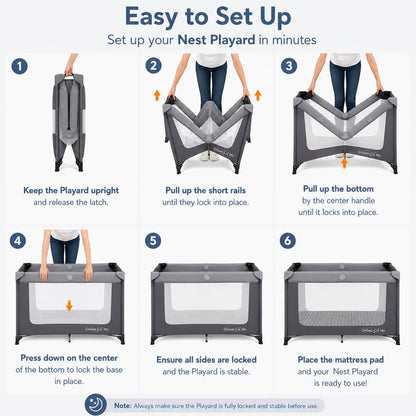 Dream On Me Nest Portable Play Yard With Carry Bag And Shoulder Strap, GREY 🍁 All In One Marketplace Canada