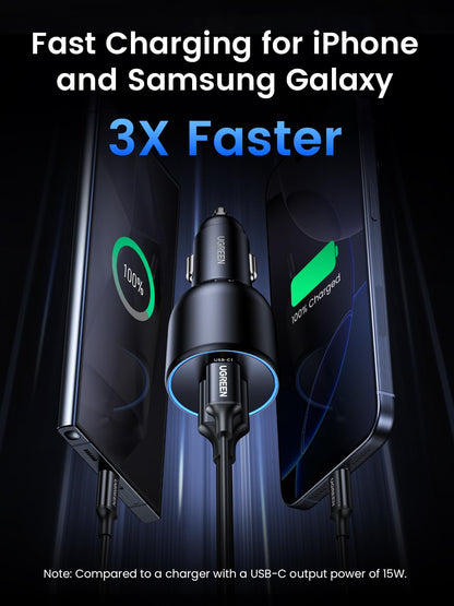UGREEN 130W Car Charger USB C Fast Charger (with 100W USB C Cable) PD3.0 QC4.0 PPS Fast Charging Car Adapter Compatible with, MacBook, iPhone 17 16 15 14 Pro Max, Galaxy S25 S24 Ultra, iPad 🍁 All In One Marketplace Canada