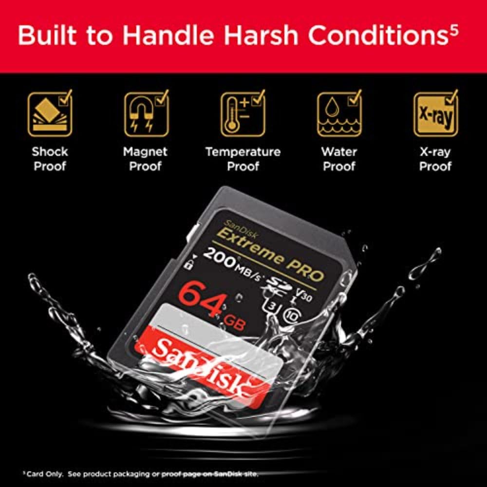 SanDisk 64GB Extreme PRO SDXC UHS-I Memory Card - C10, U3, V30, 4K UHD, SD Card - SDSDXXU-064G-GN4IN 🍁 All In One Marketplace Canada