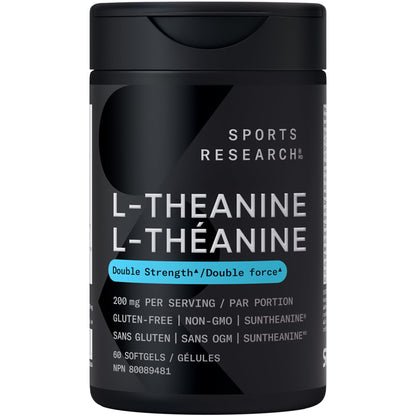 Sports Research® Double Strength ‘Suntheanine’ L-Theanine with Organic Coconut Oil - Promotes Alertness, Focus, and Relaxation without Drowsiness - 200 mg L Theanine Supplement - 60 Softgel Capsules 🍁 All In One Marketplace Canada