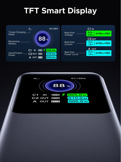 UGREEN Power Bank, 25000mAh 200W, 3-Port Portable Charger, TFT Smart Display, Battery Pack, Compatible with iPhone 16/16 Plus/16 Pro/16 Pro Max, iPhone 15/14/13/12, MacBook, Dell, Galaxy S25 Ultra 🍁 All In One Marketplace Canada