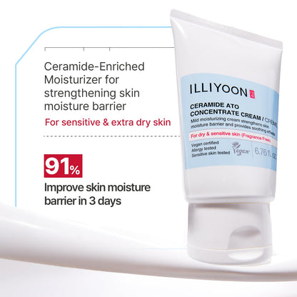 Illiyoon Ceramide Ato Concentrate Cream | Moisturizer for Dry & Sensitive Skin, 100hr Lasting Hydration, For Face & Body, Gentle for Infants, Moisture Barrier Repair, Vegan Certified, 6.76 fl.oz. 🍁 All In One Marketplace Canada