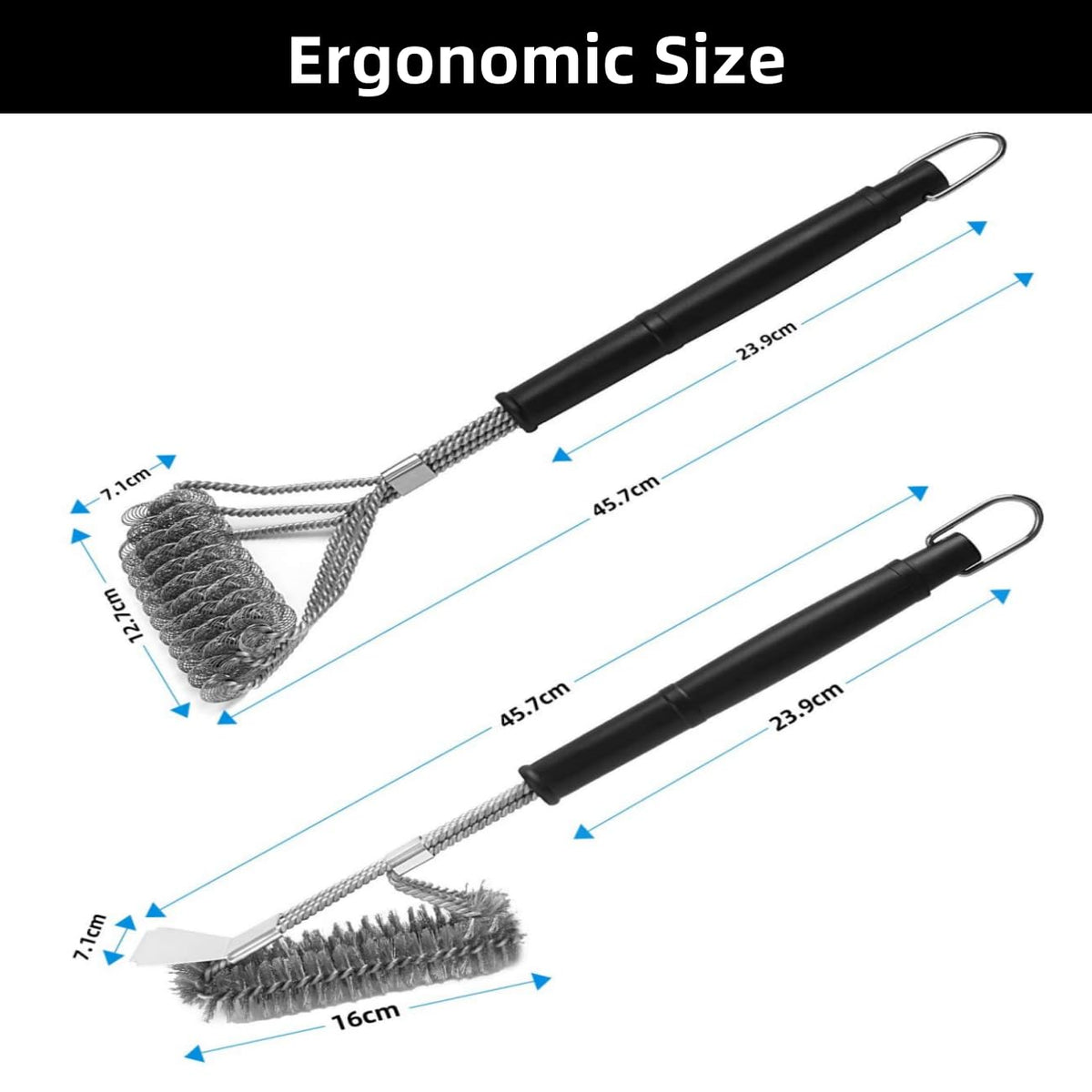 2 Pack BBQ Grill Brush, 18 inch BBQ Accessories, BBQ Cleaning Brush Safe Bristle Free BBQ Brush,100% Rust-Proof Stainless Steel- BBQ Grill Cleaner for Gas, Charcoal, Smoker, Porcelain, Infrared Grill 🍁 All In One Marketplace Canada