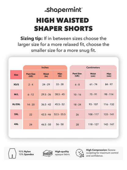 SHAPERMINT All Day Every Day High Waisted Shaper Shorts - Shapewear Women Tummy Control Underwear, Body Shaper for Women Black 🍁 All In One Marketplace Canada
