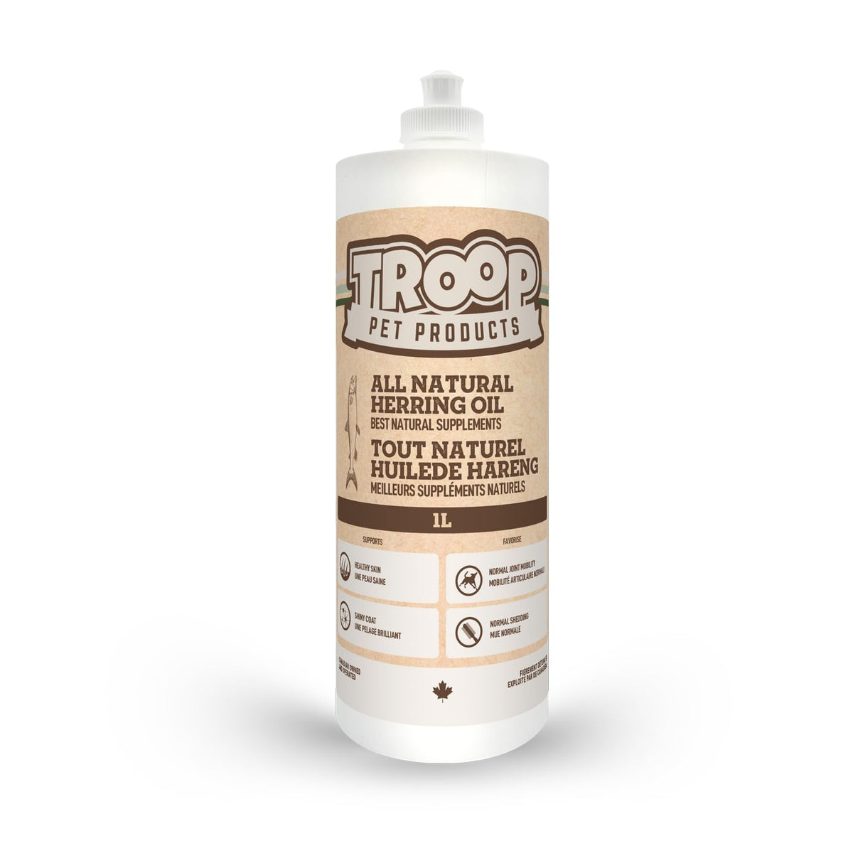 Troop Pet Products, Canadian Herring Oil, Natural Omega 3 Supplement for Improved Stamina, Immune System, Decreased Shedding, (1000ml) 🍁 All In One Marketplace Canada