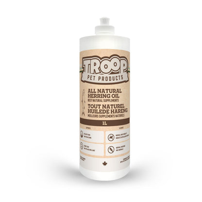 Troop Pet Products, Canadian Herring Oil, Natural Omega 3 Supplement for Improved Stamina, Immune System, Decreased Shedding, (1000ml) 🍁 All In One Marketplace Canada