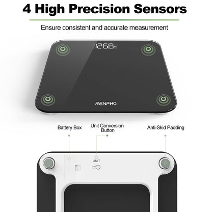 RENPHO Scale for Body Weight, Bathroom Weighing Scale with Backlit LED Display, Highly Accurate & Measures Weight up to 400 lb/180kg, Black-Core 1S (Black) 🍁 All In One Marketplace Canada