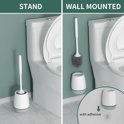 Hibbent Toilet Brush with Ventilated Drying Holder, Silicone Toilet Bowl Brush Bathroom Cleaning Bowl Brush Kit Sturdy Cleaning Toilet Brush, Floor Standing & Wall Mounted Without Drilling 🍁 All In One Marketplace Canada