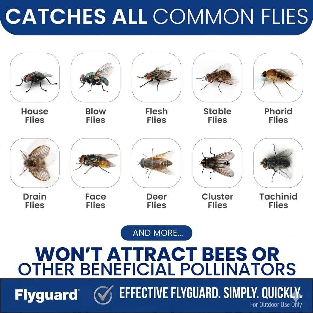 Flyguard 5-Pack Disposable Hanging Fly Trap Bag – Outdoor Odor-Free Insect Catcher for Patios, Gardens, Farms, and Campsites – Eco-Friendly, Pet Safe, No Electricity Required (Hang Style) 🍁 All In One Marketplace Canada