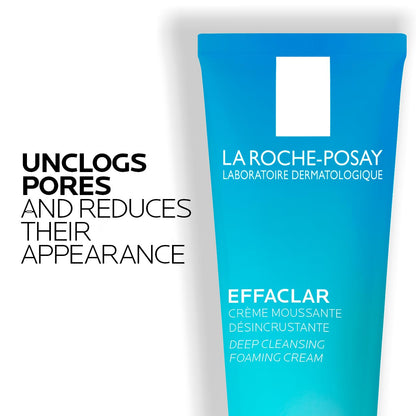 La Roche-Posay Effaclar Daily FOAMING CREAM CLEANSER for Face For Oily to Combination Skin with SALICYLIC ACID and GLYCERIN Sebum and pore minimizer. Paraben-Free, Oil-Free, Alcohol-Free, Non Comedogenic, 125ML 🍁 All In One Marketplace Canada