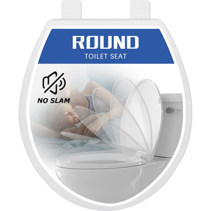 Round Toilet Seat, Slow Close, White Plastic, Never Loosen, 16.5” 🍁 All In One Marketplace Canada