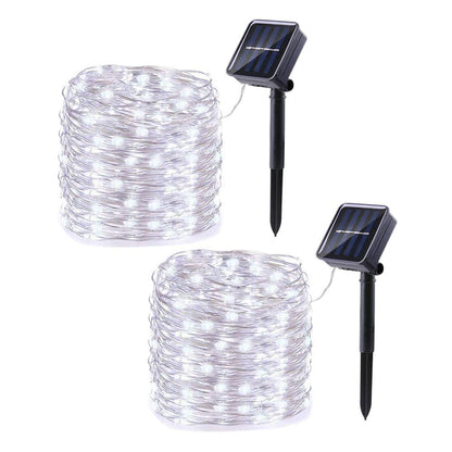 Lomotech Solar String Lights Outdoor - 2 Pack Total 66ft 200LED Solar Fairy Lights Waterproof 8 Modes Twinkle Lights for Outdoor, Patio, Garden, Yard, Party, Wedding, Tree Decoration (White) 🍁 All In One Marketplace Canada