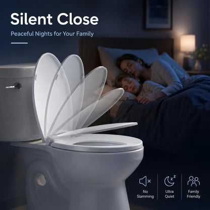 Elongated Toilet Seat, Not Round, Slow Close, White Plastic, 18.5” 🍁 All In One Marketplace Canada