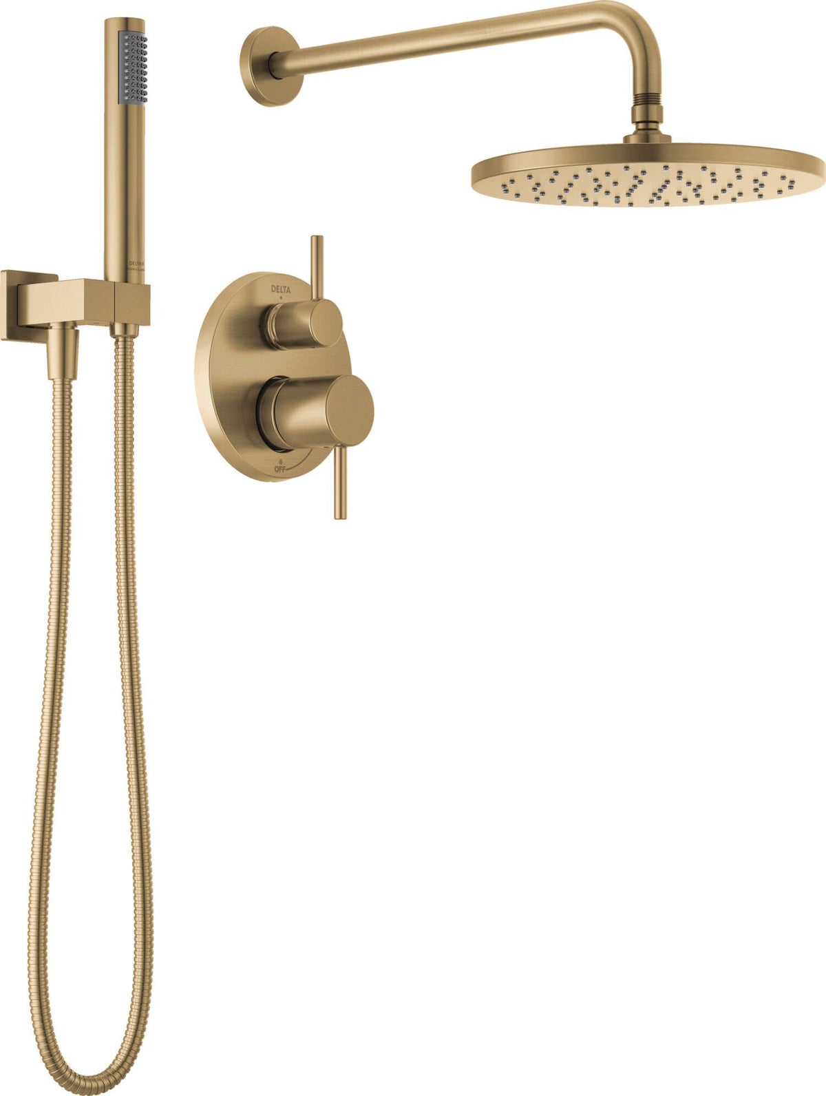 Delta Faucet Modern Raincan 2-Setting Round Shower System Including Rain Shower Head and Handheld Spray Gold, Rainfall Shower System Gold, Shower Valve and Trim Kit, Champagne Bronze 342702-CZ 🍁 All In One Marketplace Canada