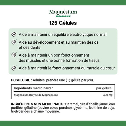 Nature's Bounty Absorbable Magnesium 400mg, Multi-coloured, 125 Softgels 🍁 All In One Marketplace Canada
