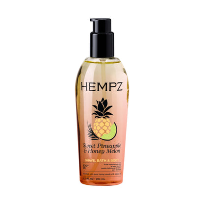 HEMPZ Sweet Pineapple & Honey Melon Herbal Hydrating Multi-Purpose Body Oil for Body - Moisturizing Bath, Shower, or Shaving Oil for Dry or Sensitive Skin for Women & Men, 6.76 Oz 🍁 All In One Marketplace Canada