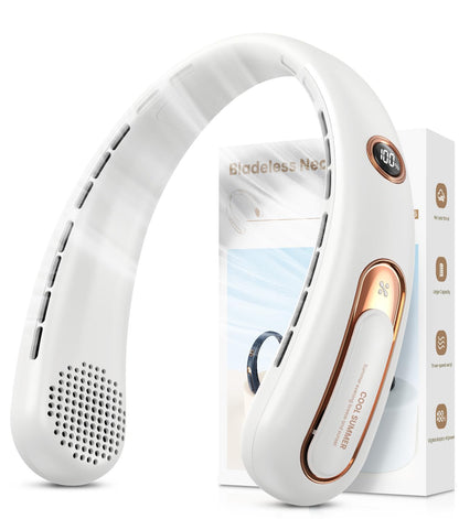 Neck Fan, Hands Free Bladeless Portable Neck Fan, 4000mAh USB Rechargeable Battery Fan, 3 Speed Personal Cooling Fan with 360° Airflow - for Hot Flashes Home Office Travel Outdoor Sports (White) 🍁 All In One Marketplace Canada