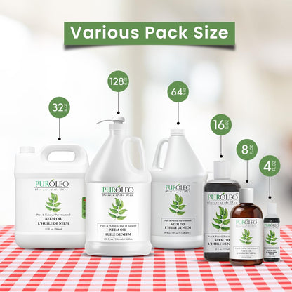 PUROLEO NEEM Oil 32 Fl Oz/946 ML (Packed In Canada) Pure and Natural Neem Oil for Multipurpose Use | Neem Oil extracted from NEEM Plante Chemical free Neem Oil Spray 🍁 All In One Marketplace Canada
