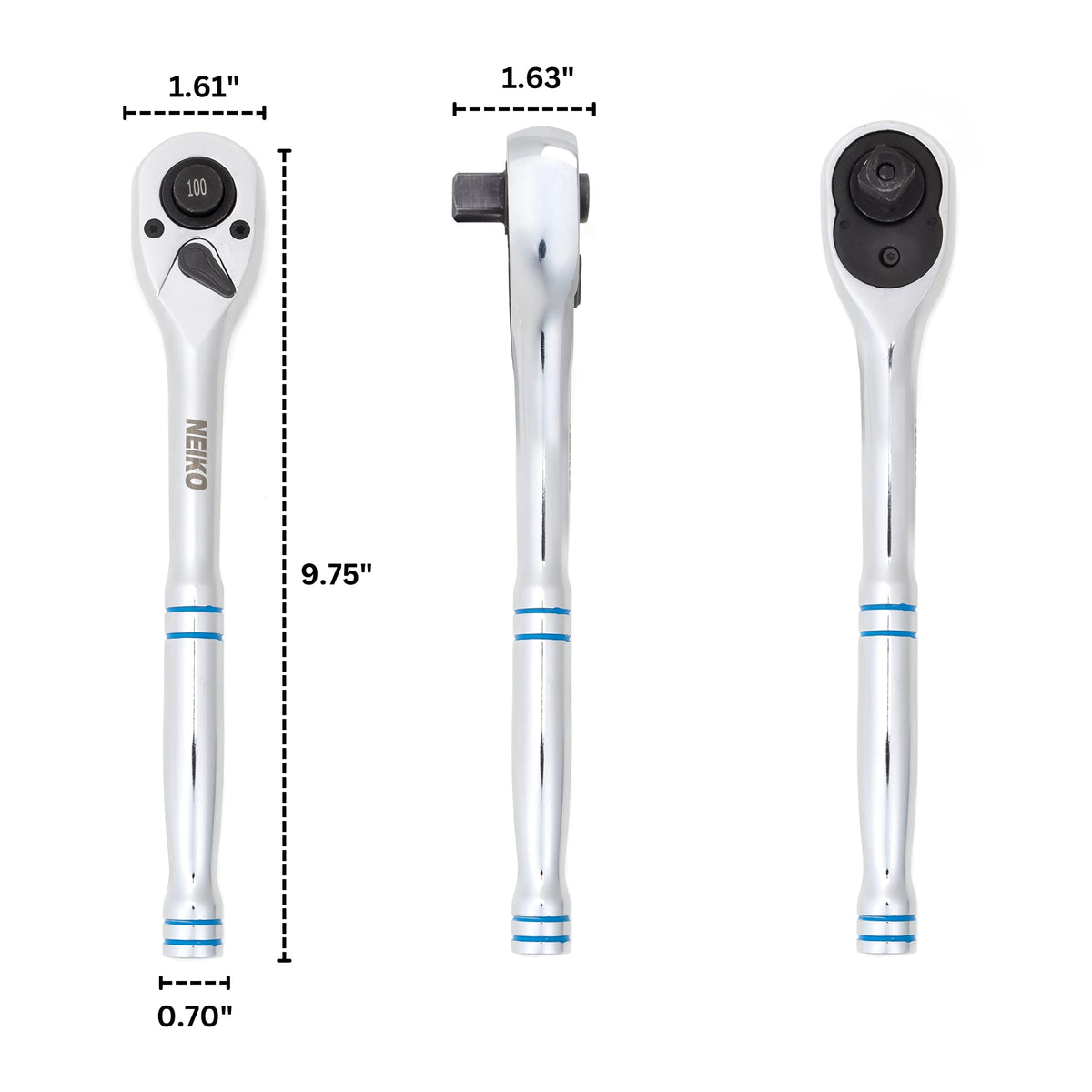 Neiko 03117A 1/2 Inch Ratchet Wrench, 100-Tooth Reversible Ratchet, 3.6 Degree, Quick Release 1/2 Drive Ratchet, 10" Long Handle Ratchet, Oval Head Socket Wrench, CR-V Steel Half Inch Rachet Wrench 🍁 All In One Marketplace Canada