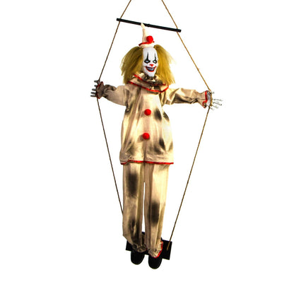 Haunted Hill Farm 55-in. Smalls The Animated Swinging Clown, Indoor or Covered Outdoor Halloween Decoration, Battery Operated, Festive Holiday Decor