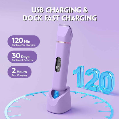 Electric Bikini Trimmer for Women - Tiovara Painless Electric Shaver,Cordless Electric Razors IPX7 Waterproof Pubic Hair Removal with USB Charge Dock for Bikini Underarm Leg Arm Body Face Silk Skin 🍁 All In One Marketplace Canada