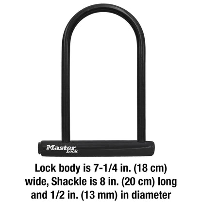 Master Lock Black Bike Lock with Key, Standard Size U-Lock for Bicycles and Other Outdoor Equipment, Anti-Theft Lock for Bikes, 8320D 🍁 All In One Marketplace Canada