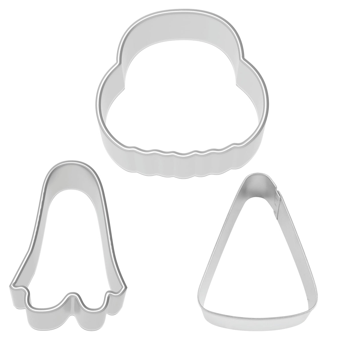 R&M Halloween/Spooktacular Cookie Cutter 3-Piece Set Stainless Steel – Includes Ghost, Pumpkin Bucket, Candy Corn