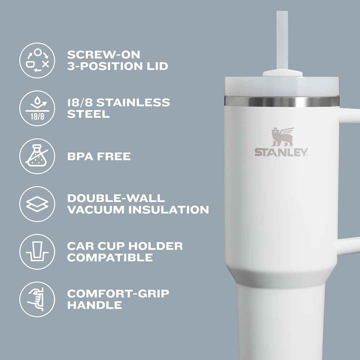 STANLEY Quencher H2.0 Tumbler with Handle and Straw 30 oz | Flowstate 3-Position Lid | Cup Holder Compatible for Travel | Insulated Stainless Steel Cup | BPA-Free | Cranberry 🍁 All In One Marketplace Canada