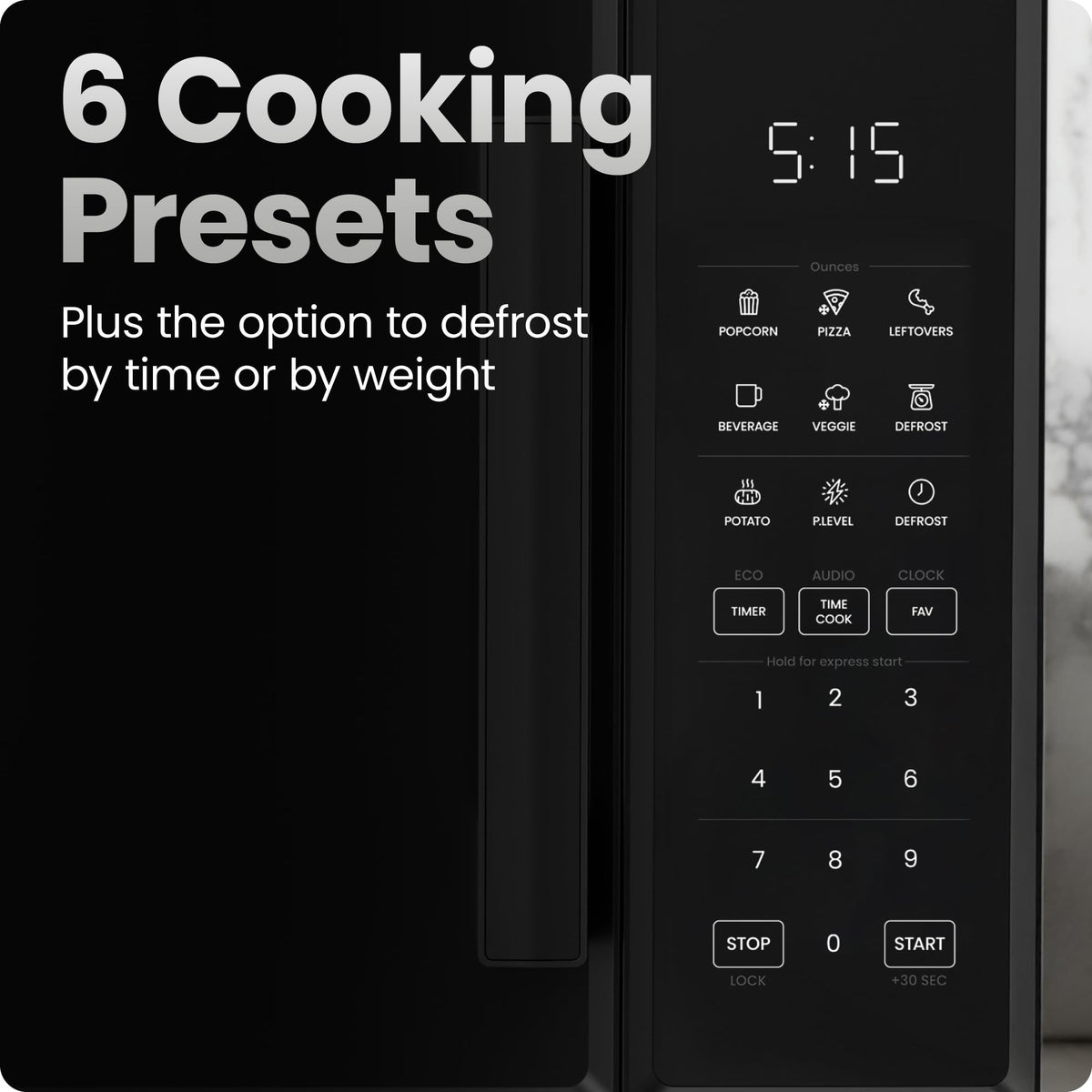 Chefman Countertop Microwave Oven 0.9 Cu. Ft., 900 Watts with 10 Power Levels, 6 Cooking Presets with One-Touch Express Cook, Eco Mode, Child Safety Lock, & Mute Button - Black 🍁 All In One Marketplace Canada