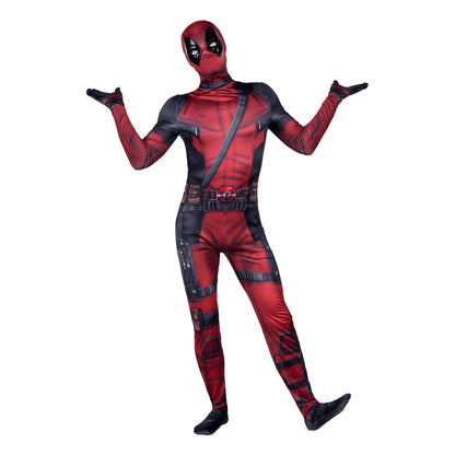 MARVEL Deadpool Official Adult Deluxe Zentai Halloween Costume - Stretch Spandex with Wrist Slits (XXS)
