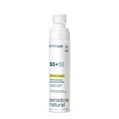 ATTITUDE Sensitive Skin Mineral Sunscreen Lightweight Lotion SPF 50, Broad Spectrum Zinc Oxide, EWG Verified, Mineral-Based, Non-Nano, Water-Resistant 80 Minutes, Non-Greasy for Face & Body, Vegan, Unscented, 80 grams 🍁 All In One Marketplace Canada