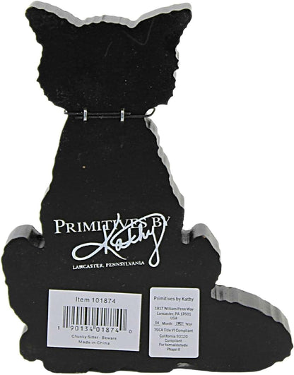 Primitives by Kathy Beware Black Cat Halloween Home Décor Chunky Sitter