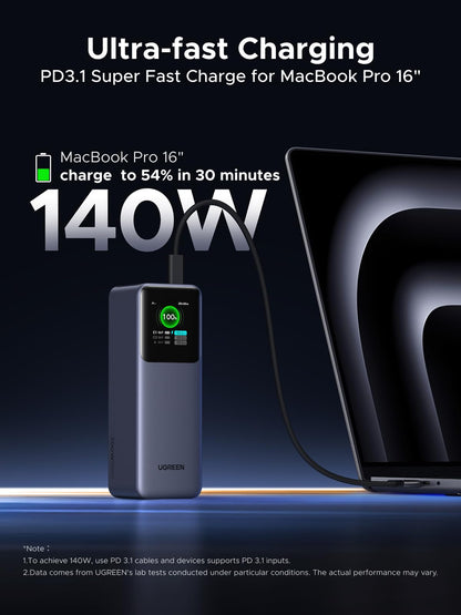 UGREEN Power Bank, 25000mAh 200W, 3-Port Portable Charger, TFT Smart Display, Battery Pack, Compatible with iPhone 16/16 Plus/16 Pro/16 Pro Max, iPhone 15/14/13/12, MacBook, Dell, Galaxy S25 Ultra 🍁 All In One Marketplace Canada