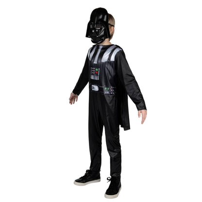 Star Wars Darth Vader Official Youth Halloween Costume - Printed Jumpsuit with Cape and Plastic Mask (M) Black